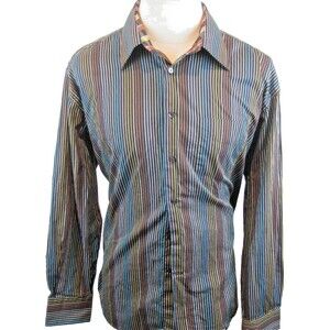 Mens Riscatto Multicolor Stripe LS Cotton Casual Shirt sz XXL